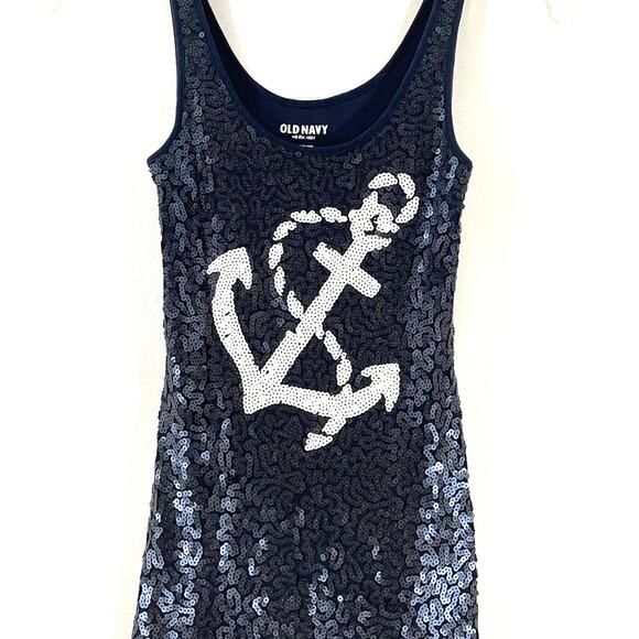 OLD NAVY Deep blue Sequin Anchor Theme Tank top XS - Picture 1 of 5